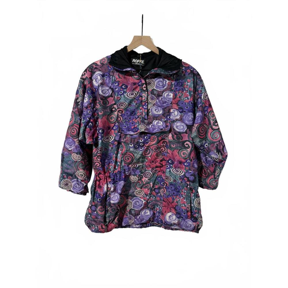Vintage 80s Roffe Floral Pullover Cinch Waist Ski Anorak